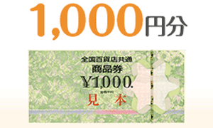 全国百貨店共通商品券1000円分が3名に当たる懸賞キャンペーン